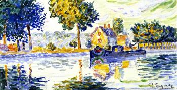 (image for) Handmade Oil painting for home canvas, oil painting framed canvas for living room Paul Signac's painting,View of Siene, Samois